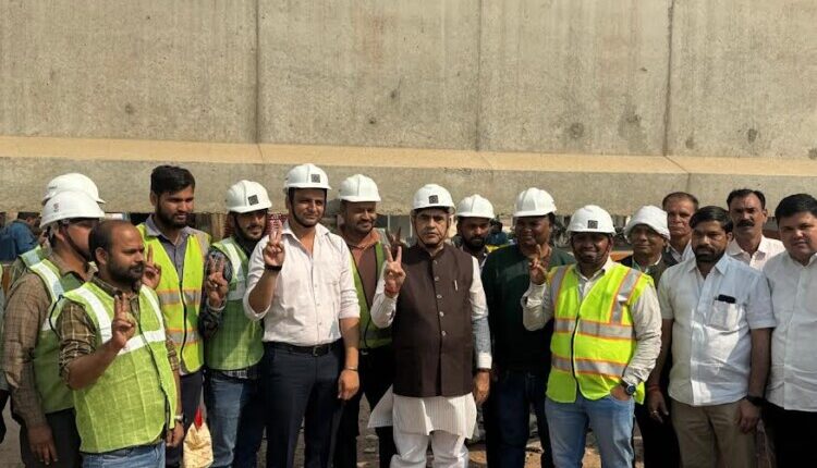MLA Moolchand inaugurated the work of placing girders on the Mohana Road elevated bridge.
