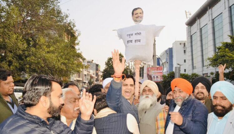 BJP Faridabad burnt the effigy of Rahul Gandhi