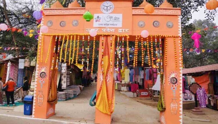 Uttar Pradesh and Meghalaya pavilions attract tourists' attention at the Surajkund Fair.