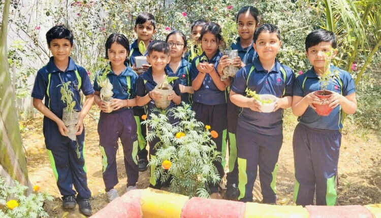 On Earth Day celebration at K.C.M Public School Banchari, students gave the message of environmental protection.