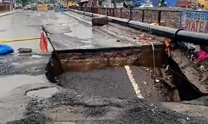 Faridabad battered by rains; old Khedi bridge caves in, road completely closed.