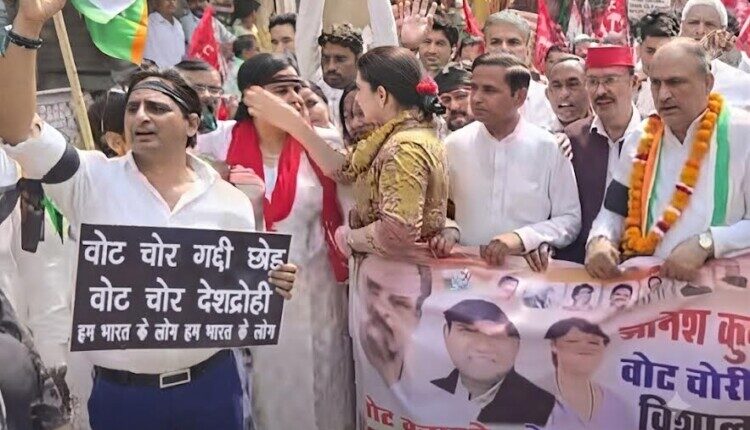 Parag Sharma and Gajana Lamba clashed during a Congress protest march, slapping each other in the middle of the road.