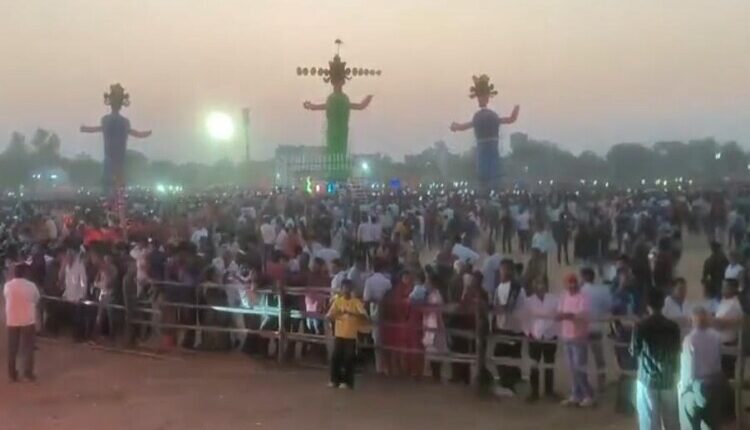 Amidst the echoes of fireworks and the chanting of 'Ram Naam', the effigies of Ravana, Kumbhakarna, and Meghnada were consigned to the flames.