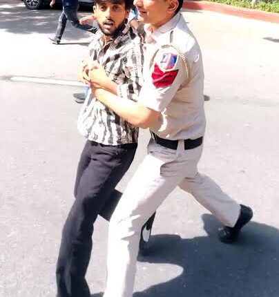 Youth leader Gaurav Chaudhary courted arrest during the Congress protest in Delhi.
