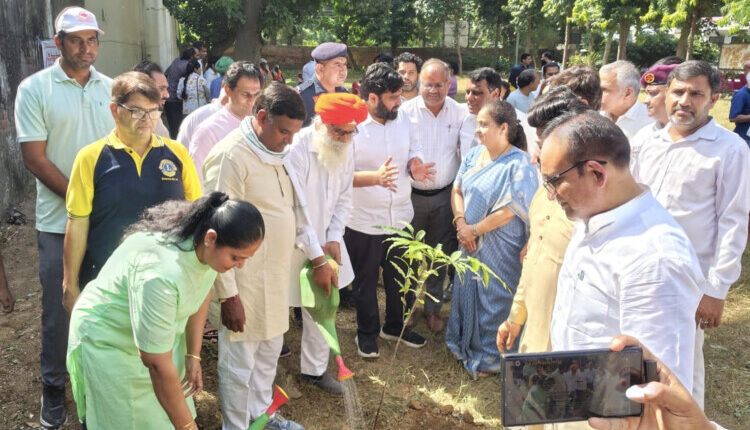 Cleanliness, tree plantation, and fruit distribution program organized at the de-addiction center under the 'Seva Sankalp Abhiyan'.