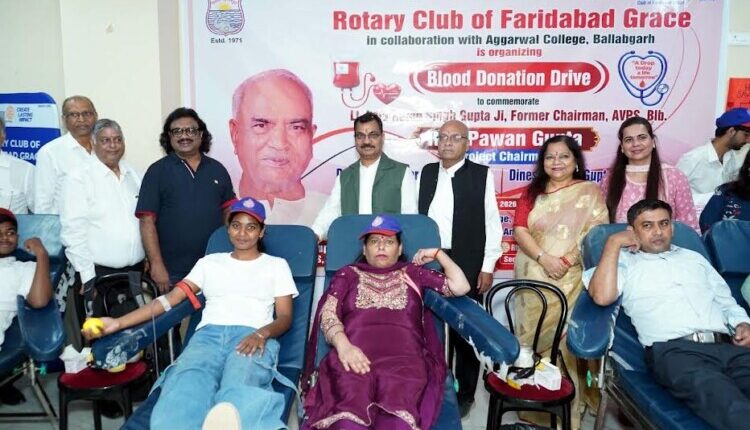 Blood donation camp organized at Aggarwal College with a focus on social commitment.