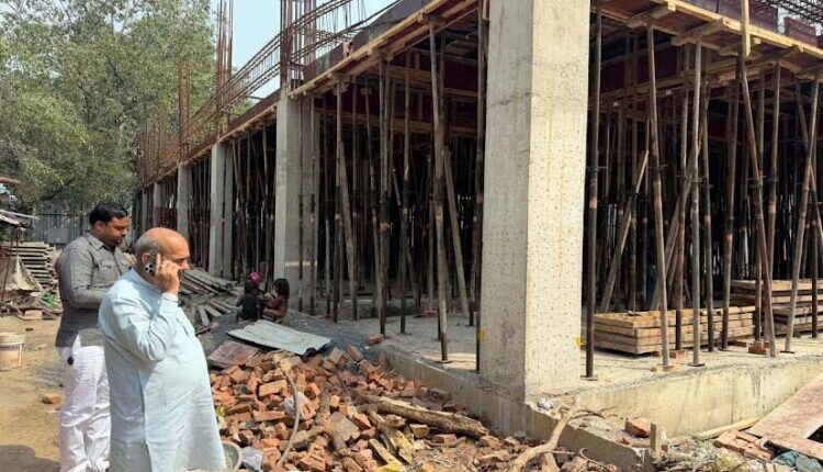MLA Moolchand Sharma inspected the construction work of the elevated bridge.
